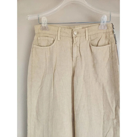 NWOT L'AGENCE Cropped Wide Leg Linen Pants Size 25 Beige - Picture 2 of 7
